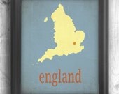 England Map Typographic print map art state poster wall sign map print choose your color - 11x14 Typography