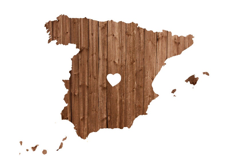 Spain Map Illustration size A4 (11,8x8,3 inches)