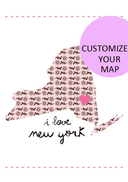 New York Map Illustration size A4 (11,8x8,3 inches)