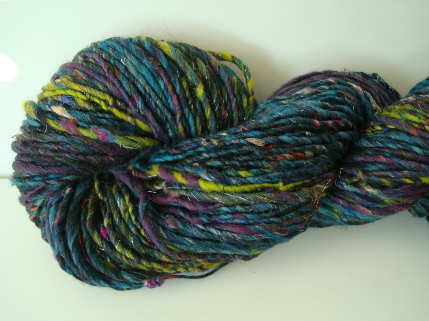 Handspun Art Yarn Aran/Worsted Weight Thick & Thin Singles "Oz" 130 yds