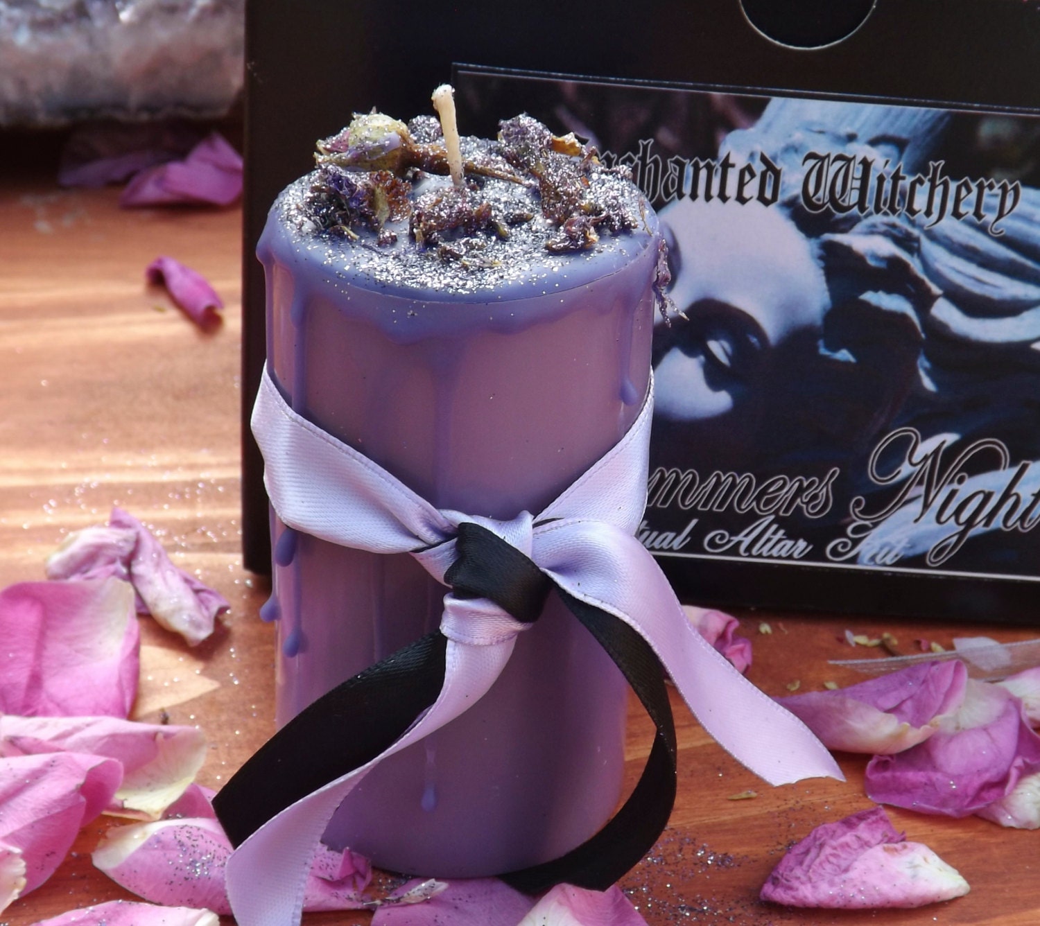 Midsummers Night Magic. Litha 2x3 Pillar Enchanted Witchery Ritual Candle.  Summer Solstice