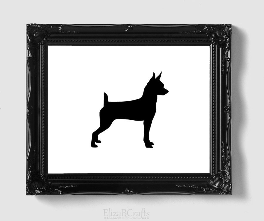 Toy Fox Terrier Silhouette - Hand-cut Mounted on 8x10 Watercolor Paper
