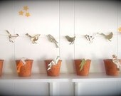 5 Bird Garlands, 8 Feet Long, Bird Theme, Bird Party, Woodland Wedding, Woodland Fairies, Leaf Pages, EcoFriendly Party Decor