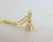 Eiffel Tower Necklace - Gold Eiffel Tower - Gold Charm - Dainty Necklace - gold pendant - Paris France