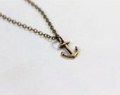 Anchor necklace pure bronze minimalist nautical small anchor simple 16" chain modern inspirational