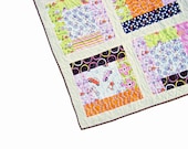 Baby Girl Quilt  - crib quilt - baby blanket - bicycles, cars, scooters - pink, green, orange