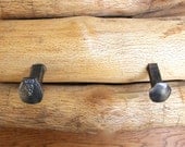 Rustic log cabin metal hook decor, made from railroad spikes,   Made to Order