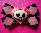 Plaid Love Skull Bow