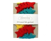 Primary Color Star Garland - Red Yellow Blue Felt Garland - Nursery Decor - Party - Kids Decor