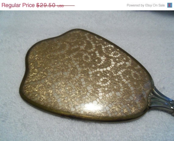 1940's Art Deco Home Decor Handheld Vanity Mirror Mad Men Mod