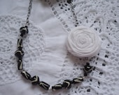 Black And White Necklace, Rosette Necklace, Birthday Gift, Jessie Kate Designs