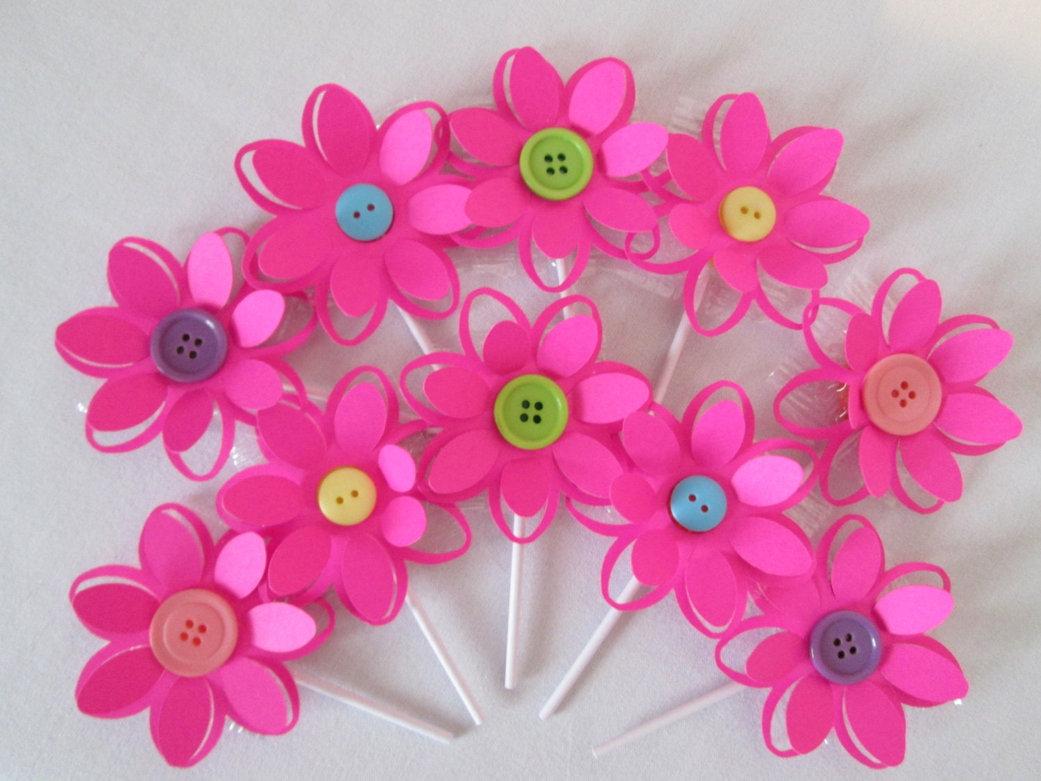 Flower Lollipop Candy Favors and Cupcake Toppers Set of 12 for a birthday  or garden party,  bridal or baby shower, wedding, or Bat Mitzvah