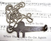 Vintage Roller Skate Key Cross Pendant Charm Necklace No. 2705
