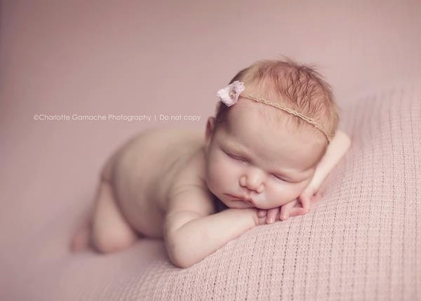 the Angelic : Newborn Headband  - Blush Pink- Newborn Photo Prop -  halo, blanket, wrap, flower headband