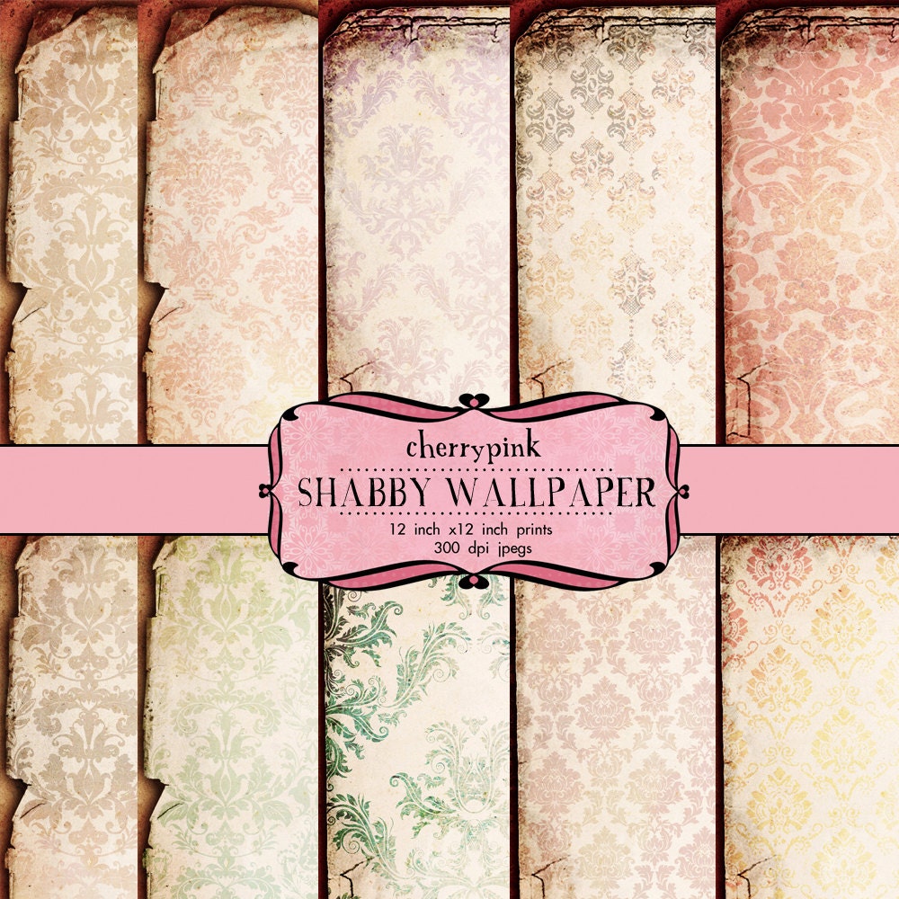 12 x 12 digital paper, "GRUNGE WALLPAPER" damask scrapbook digital download, premade pages for scrapbooking, card making, Invites.
