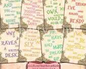 ALICE in WONDERLAND QUOTES Set 3, Alice decoration party printable digital collage sheet for your wonderland party