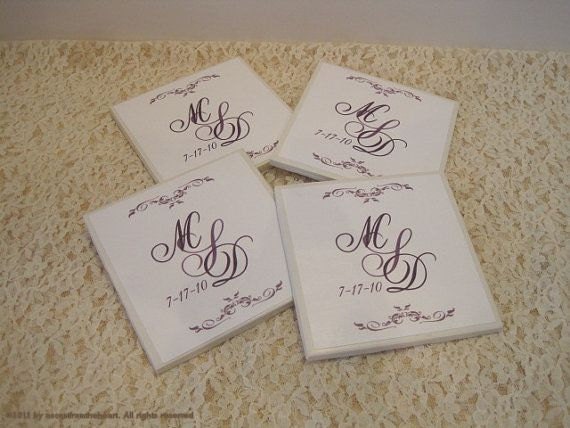 Monogrammed Custom Coaster Set of Four