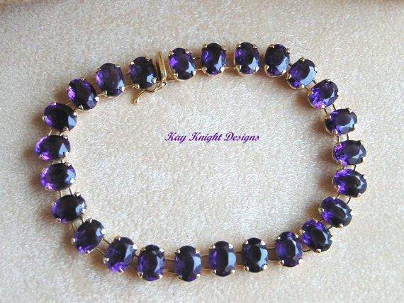Amethyst and 18K yellow gold bracelet