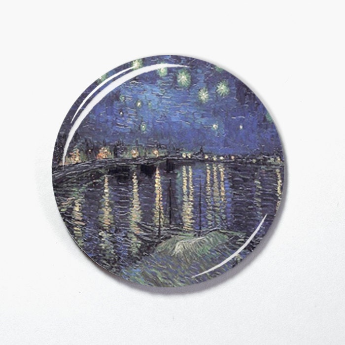 Van Gogh, Interchangeable Magnetic Necklace Pendant Toppers, Topper Button, Interchangeable Pendant (020)
