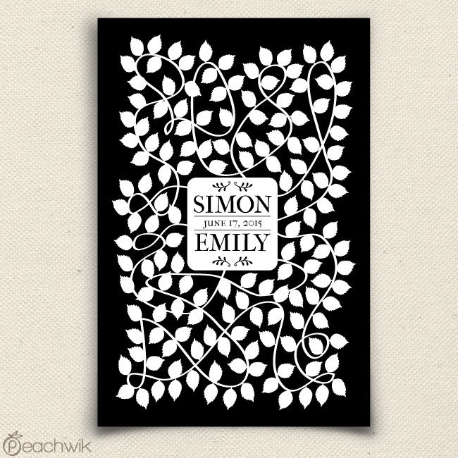 Wedding Guest Book Alternative - The Vinwik - A Peachwik Interactive Art Print - 150 guest sign in - romantic vineyard and winery weddings