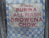 Vintage Purina Feedsack Purina All Mash Growena Chow Full Feed Sack Shabby Primitive Grain Bag Rustic Farmhouse Home Decor itsyourcountry