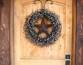 LARGE Burgundy & Vanilla BARN STAR Wreath-Americana Wreath-Rustic Primitive Country Decor-Scented Cran-Orange-or Choose your Scent