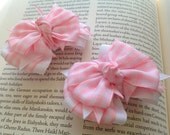 Hair Bow--Pigtail Pink Gingham Hair Bow Set