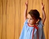SALE: Handmade Sixties Style Spring Summer Dress with Gathered Short Sleeves and Bow Button Details