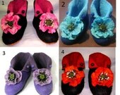 Slippers Felted Multicolor Wool. High slippers.POPPY MULTICOLOR