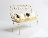 Miniature Doll Metal Bench in 1/6 playscale (Blythe, Barbie, Momoko, Bratz etc.). French style.