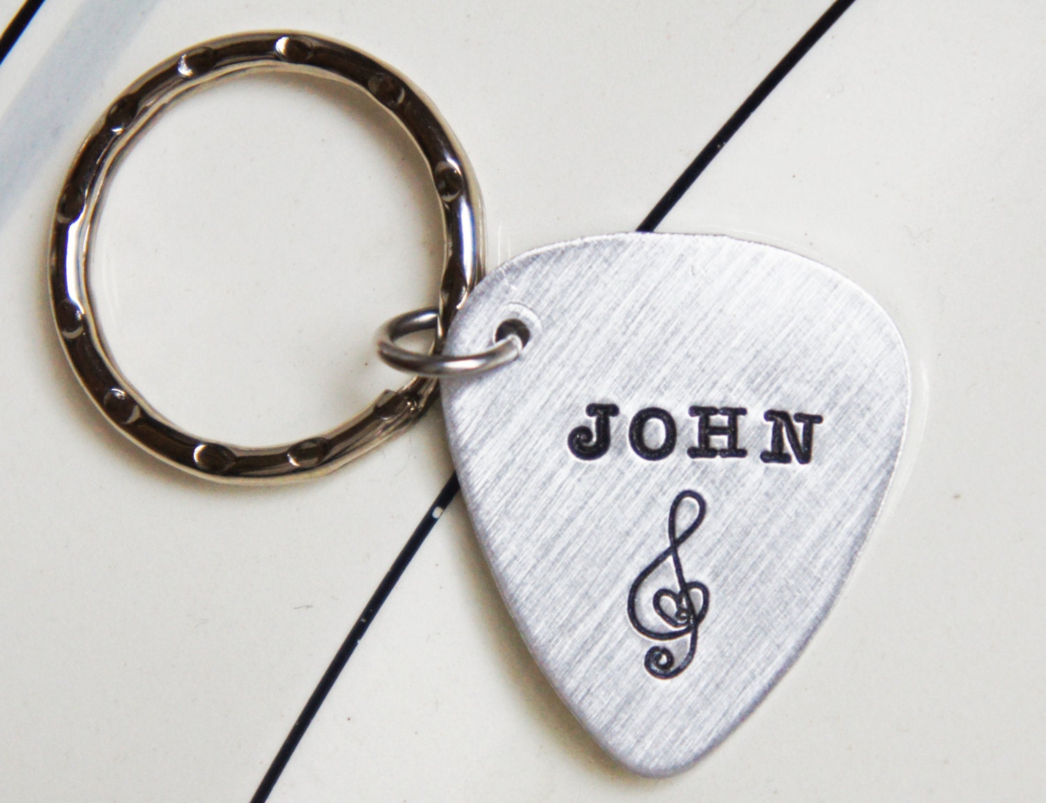 Custom Guitar Pick Keychain Personalized by RiverValleyJewelry
