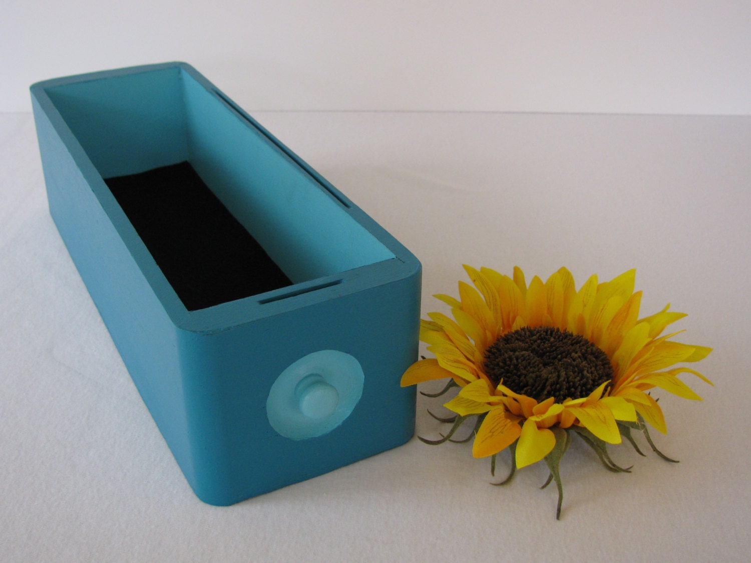Sewing Machine Drawer Teal and Turquoise upcycled painted