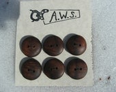 Six Wood Buttons Black Walnut Burl (3/4 inch)