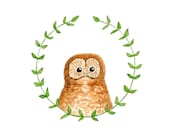 SALE - 15% OFF - Owl Watercolor Painting - 5 x 7