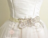 Bridal Sash  Bridal Beaded Rhinestone & Lace Sash Vintage Chic Wedding Sash
