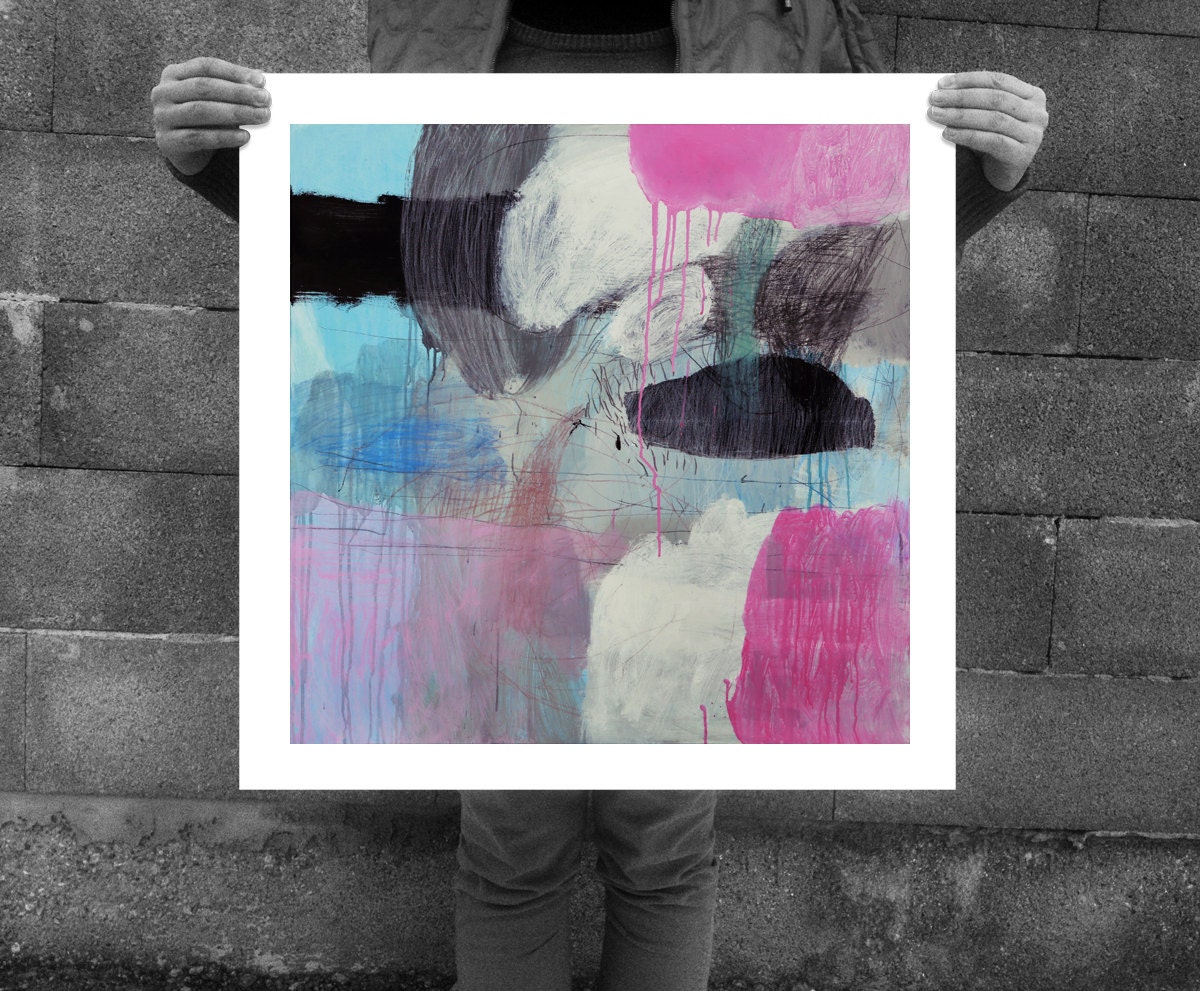 There's a fly on your ear - Large Fine Art Giclée Print from an original abstract painting, 20 x 20