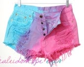 Vintage Levis 501 Ombre dip Dyed Destroyed Denim High Waist Cut Off Shorts L
