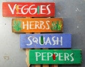 Group of 4 Hand-painted Garden Signs