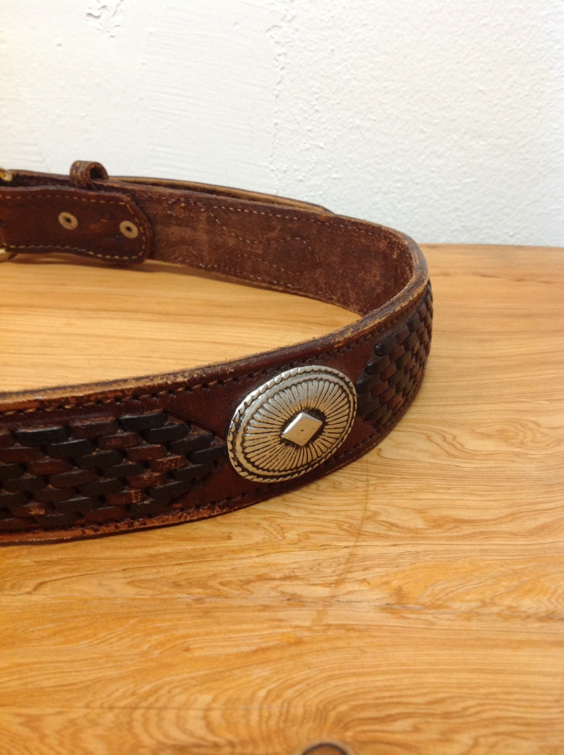 Vintage Mexican leather concho belt