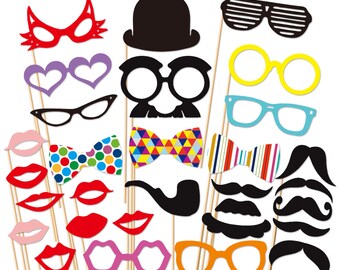 Photobooth Props - 30 Piece Photo Booth Props set - Wedding Photo Props