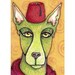 Original ACEO Dog with Fez, Whimsical and Goofy Beast