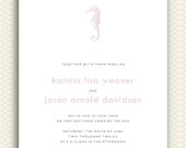 DIY Printable Pink Seahorse Beach Wedding Invitation Suite with RSVP