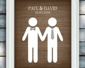 Groom Loves Groom - Gay Custom Wedding Date and Name Print - 8x10 - Personalized Wedding Gift - Engagement Present
