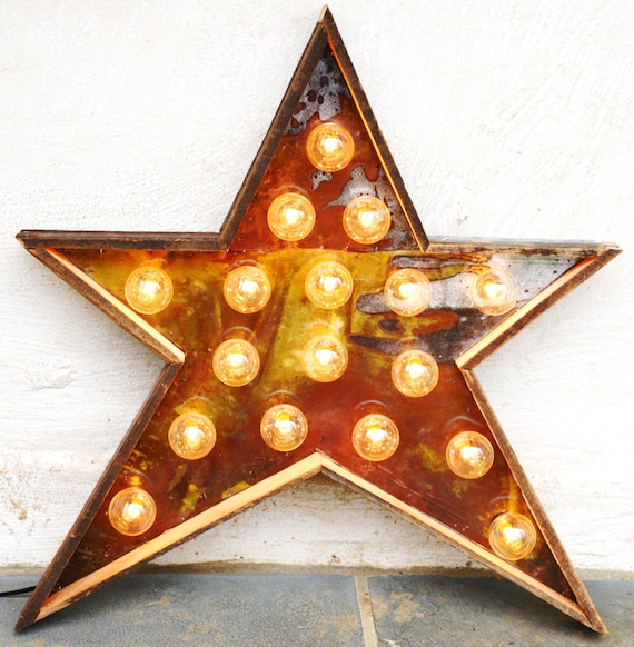 Star Light fixture metal sign reclaimed barn wood 24 inch diameter