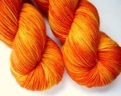 Hand Dyed Sock Yarn - Superwash Merino Sock Weight in Marigold Colorway