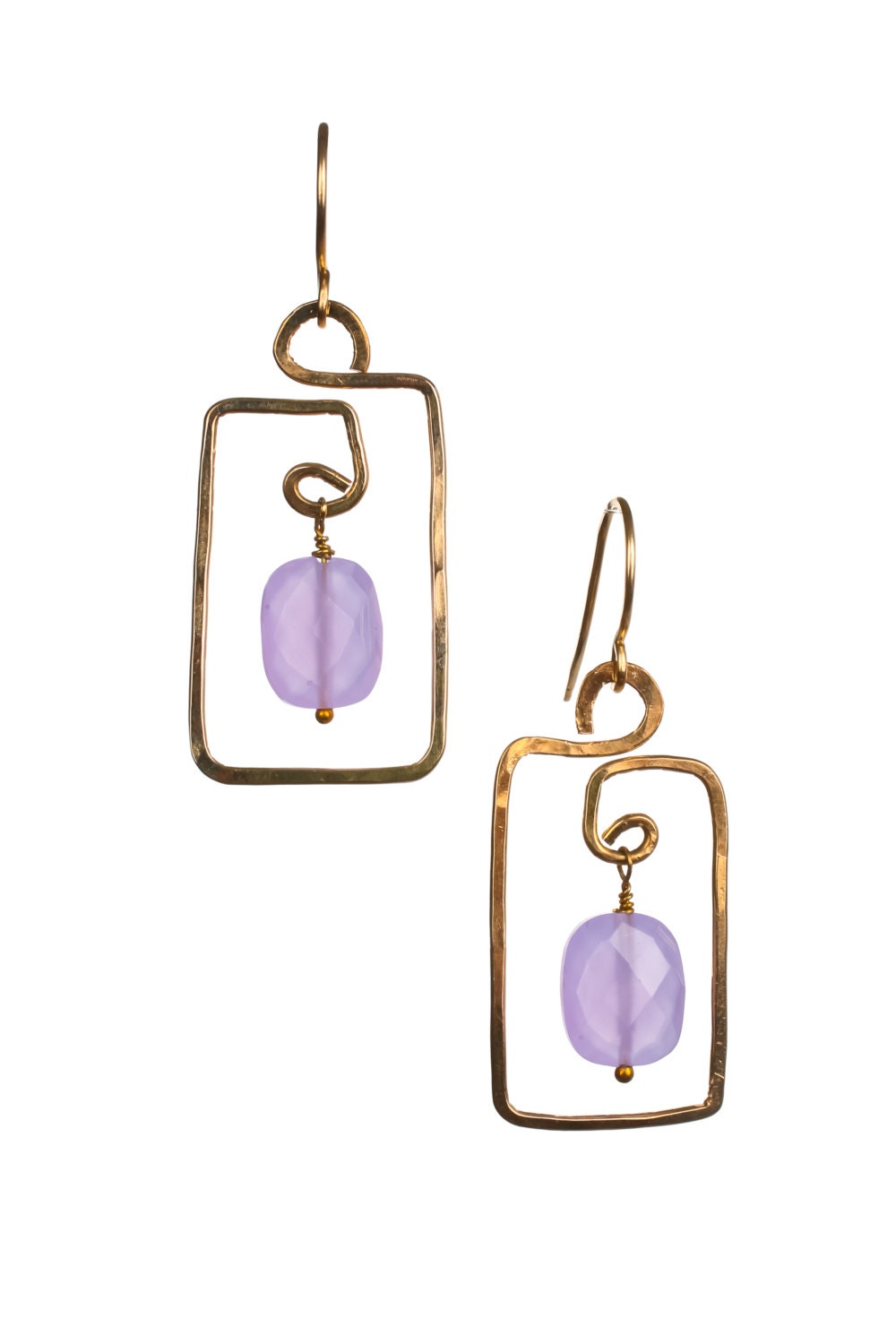 African Violet Lavender Chalcedony Rectangle Earrings/// Spring/ Summer 2013 14K Gold fill and Lavender Chalcedony