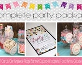 Complete Party Package-Choose your theme-DIY -Food card, Thank you card, Goodie bag, Centerpiece, Banner, Cupcake Topper