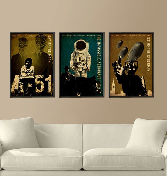 Dr Who Rise of the Cyberman - The Impossible Astronaut - Day of the Moon Poster Set of 3 for 40 Dollars - 11"X17" Print