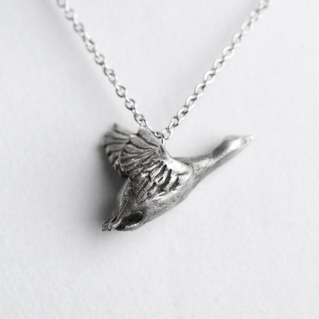 Snow Goose Necklace - December / January Birth Totem Jewelry - Capricorn