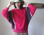 Hot Pink Colorblock Velour Dolman Sleeve Sweatshirt - Dennie